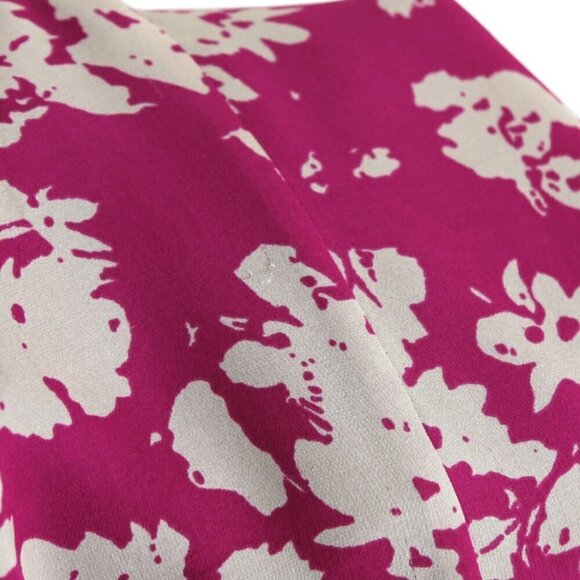 Ramy Brook Silk Blouson Shift Mini Dress Smocked Waist V-Neck Floral Fuchsia - Picture 6 of 7